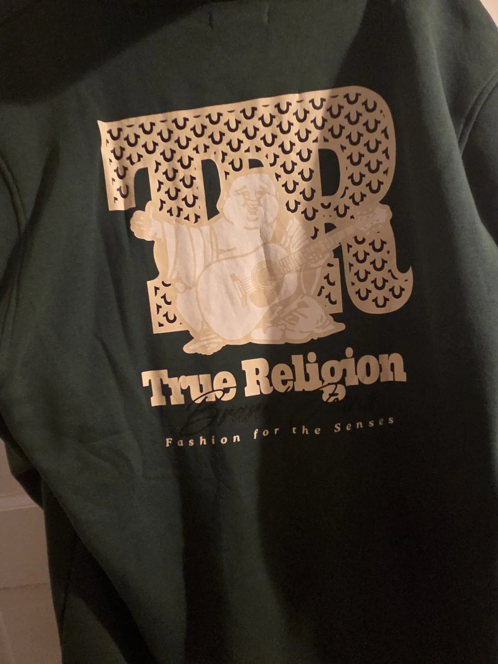 True Religion Dark Green Zip-Up Hoodie with TR Patch